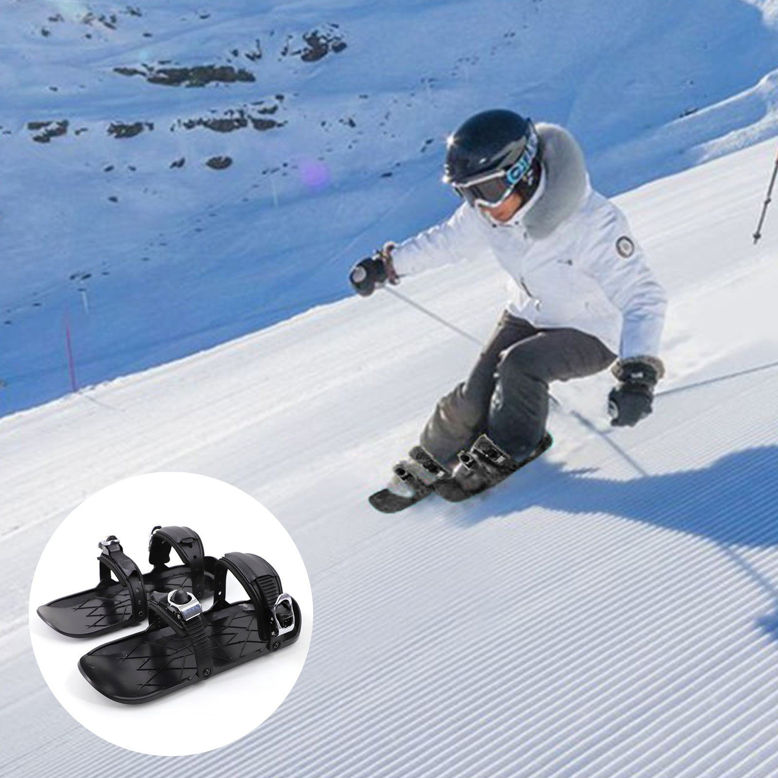 Adjustable Mini Short Ski Skates - For Kids & Adults, Attach To Ski Boots Or Winter Shoes, 44cm/17in & 39cm/15.3in