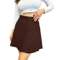 thumbnail image 1 of Short Skirt Pleated High A Line Midi Skirt For Waistband Fall Winter Knit Skirt With Stretch Comfort And Classic Pleats, 1 of 5