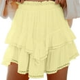 thumbnail image 1 of Short Skirts Flowy Mini Skirt, Women's Cute High Waist Boho Ruffle Tiered Casual Beach Mini Short Skirt Plus Size Maxi Skirt Yellow XL, 1 of 5