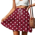 thumbnail image 1 of Women's Plus Size Short Skirt Under $10 High Waisted Polka Dot Wrinkle with Drawstring for Casual Wear, 1 of 6