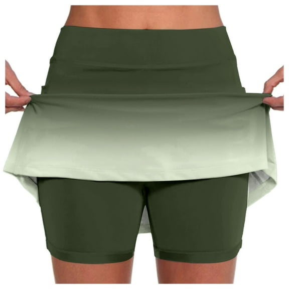 Short Skirts for Women, Clearance High Waisted Gradient Color Pants Skirt Fashion Slim Fit Athletic Skorts Skirts for Women,Green,XL