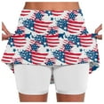 thumbnail image 1 of Short Skirts for Women Double Layer Flag Print 2 In 1 Skorts Comfort Stretch Butterfly Skorts with Pockets,Blue,5XL, 1 of 6