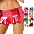thumbnail image 1 of Short Skirts for Women High Waisted Leather Pleated Solid Ruffle Skirt plus Size Swim Skirt, 1 of 5
