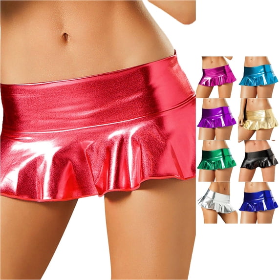 Short Skirts for Women High Waisted Leather Pleated Solid Ruffle Skirt plus Size Swim Skirt
