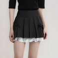 thumbnail image 1 of Short Skirts for Women High Waisted On Under $10 Solid Color Pleated Belt Pants High Waisted Skirt, 1 of 6