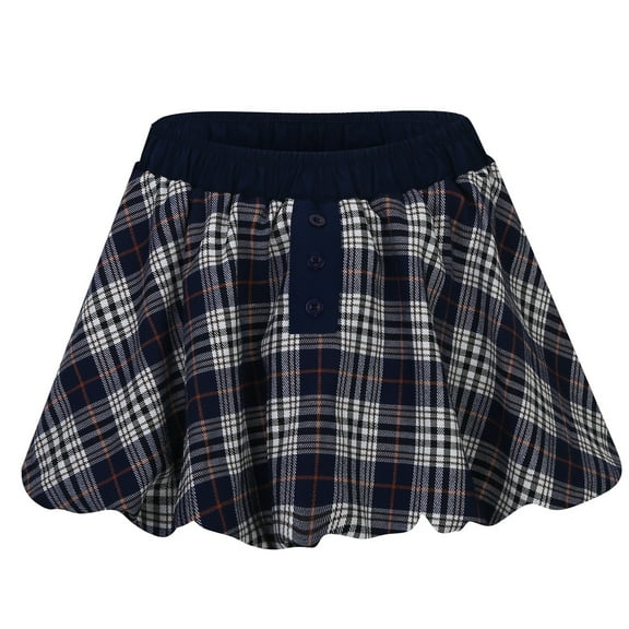 Short Skirts for Women Plaid Elastic Waist Active Skort Fashion Comfy Dailywear Athletic Skorts with Pockets,Blue,M