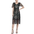 thumbnail image 1 of Short Sleeve 1920S Style Shift Dress Embellished Vintage Dresses Sequin Beaded, 1 of 3