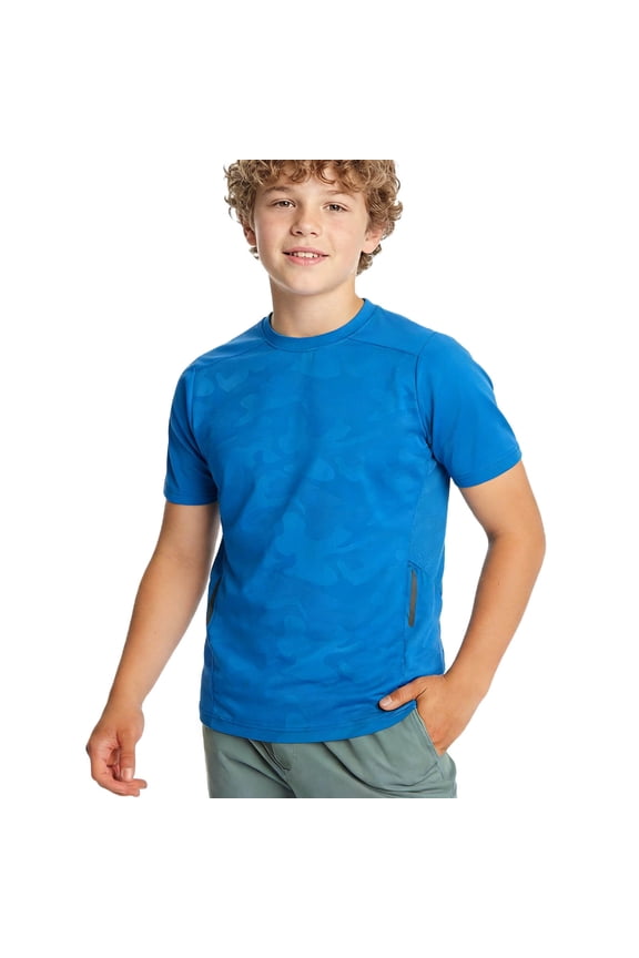 Short Sleeve Active T-Shirt for Boys Subtle Camo Print Sport Top Kids Daily Training Play Summer Athletic Fashion for Teen