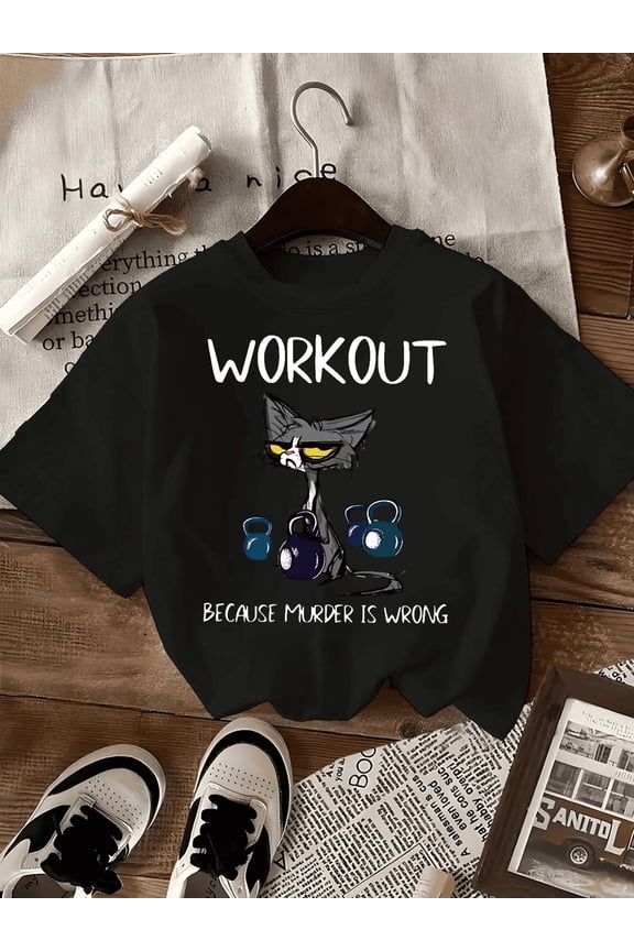 Short Sleeve,, "BECAUSE MURDER IS WRONG" Print Crew Neck Women's Casual Short Sleeve Top - Women's Apparel, Comfortable Fit, Classic Design