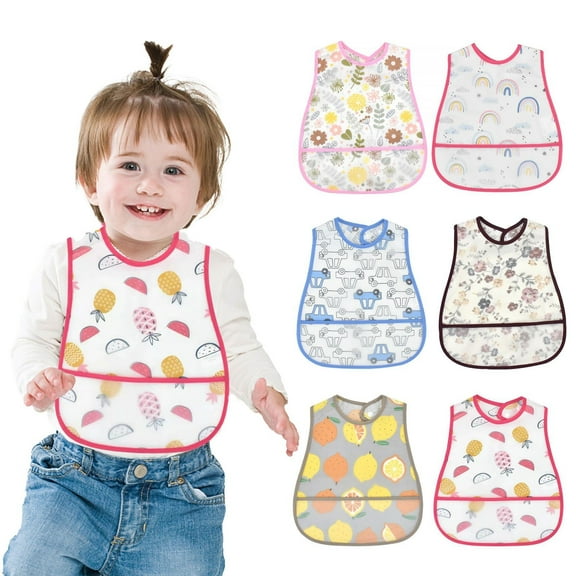 Short-Sleeve Baby Bib for Toddlers, Large Soft Fabric Apron for Mess-Free Eating and Play