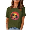 thumbnail image 1 of Short Sleeve Beach Tops Vintage Casual Tee Crewneck for Women Country Graphic Western Shirts Summer T Shirt Army Green XXL, 1 of 4