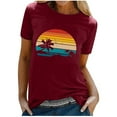 thumbnail image 1 of Short Sleeve Beach Tops Vintage Casual Tee Crewneck for Women Country Graphic Western Shirts Summer T Shirt, 1 of 5