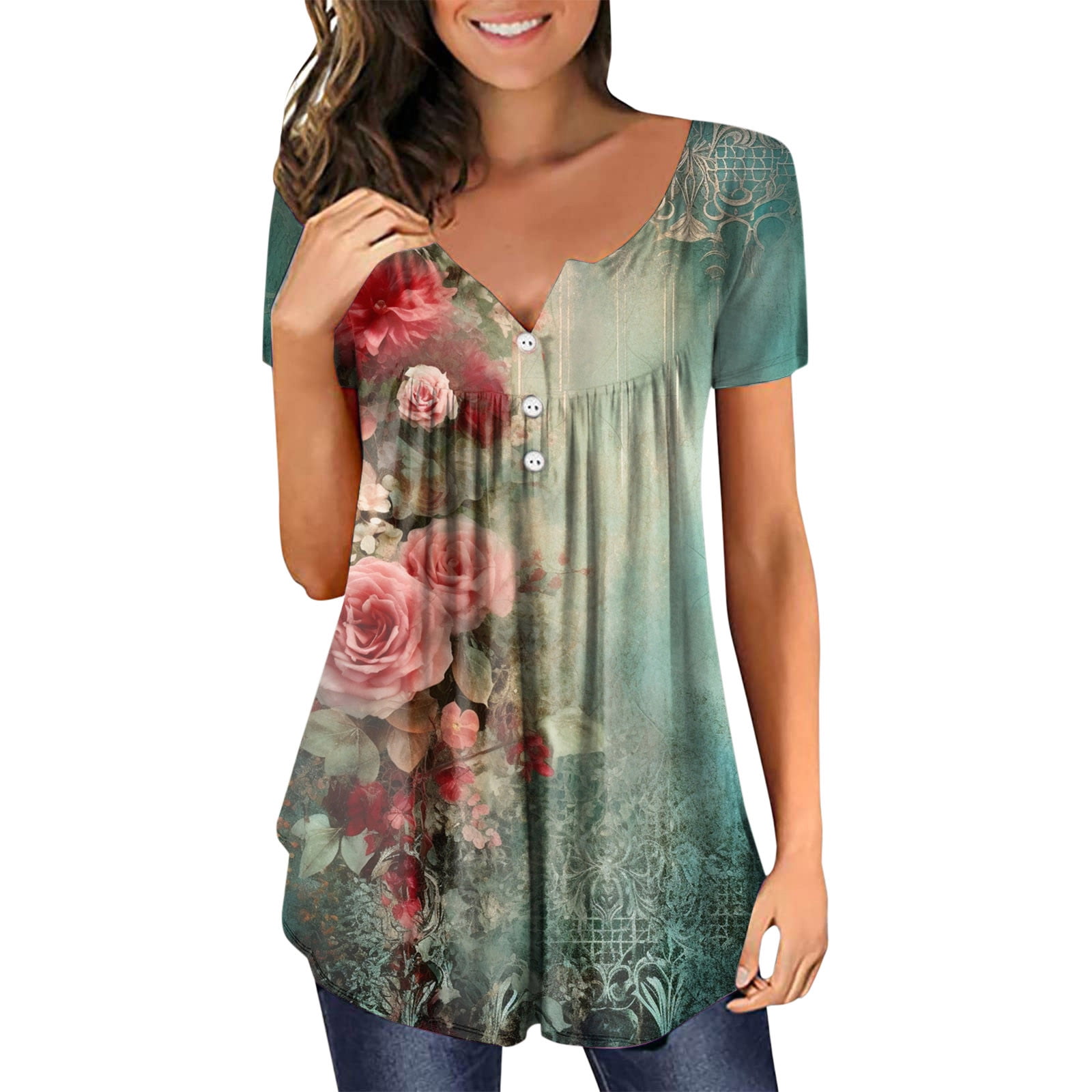 Short Sleeve Blouses Tops for Women Dandelion Graphic Womens Blouses