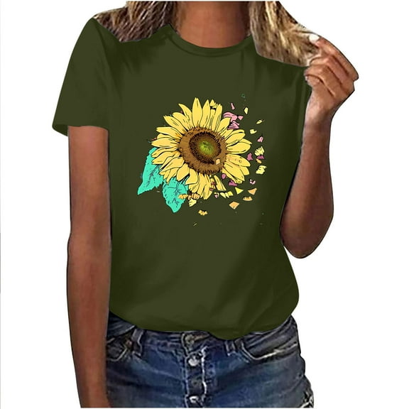 Short Sleeve Blouses for Women Casual Novelty Golf Tees for Women Black Summer Tops for Work Semi Formal Shirts Yellow