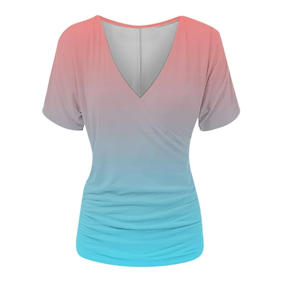 Short Sleeve Blouses for Women Casual Summer Button Boho Top Women Casual Tops Trendy Generic Brand Tops for Women