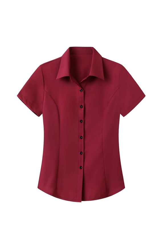 Short Sleeve Blouses for Women! Yigetop Women's Shirt Short Sleeve Elastic Slim Breathable Comfortable Shirt Tshirts Shirts for Women Red 4XL