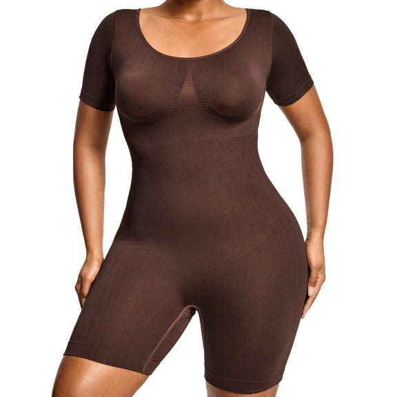 Short Sleeve Bodysuit for Women Shapewear Under Dress Tummy Control Seamless Jumpsuit