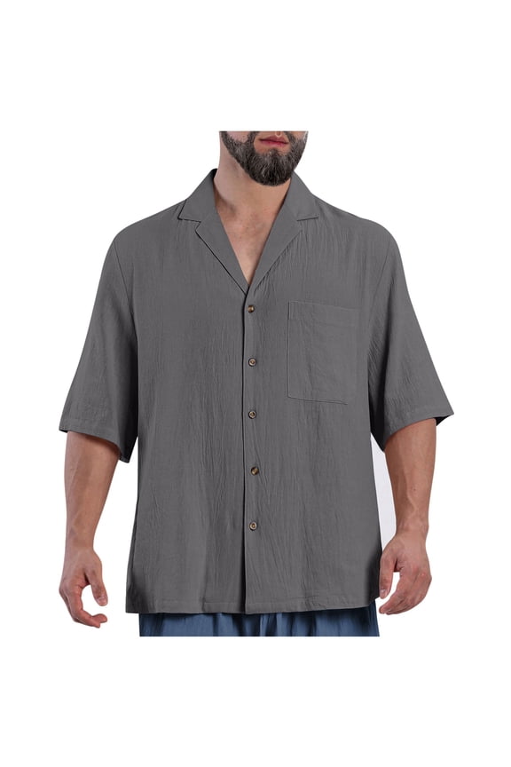 Short Sleeve Button Down Men Mens Cotton Button Down Short Sleeve Mens Summer Casual Shirts Short Sleeve Linen Shirts for Men Warehouse Clearance Sale