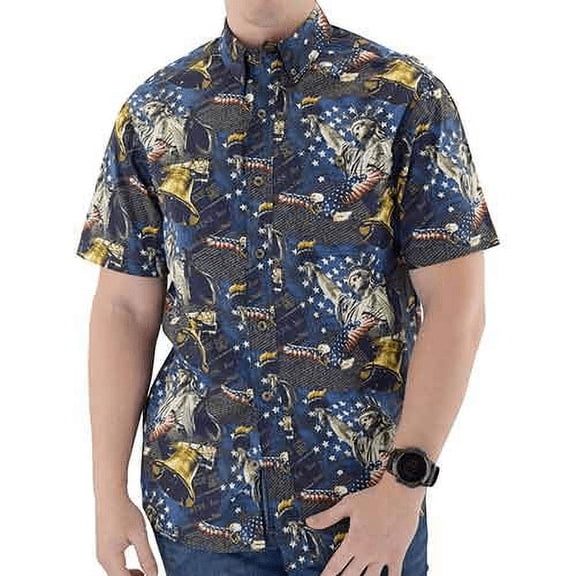 Short Sleeve Button Down Woven-Blueberry