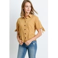 thumbnail image 1 of Short Sleeve Button Up Top With Tie Sleeve, 1 of 5