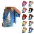 thumbnail image 1 of Short Sleeve Cardigan Sweaters for Women 2025 Summer Fall Trendy Crewneck Button Down Lightweight Knit Sweater, 1 of 8