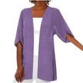 thumbnail image 1 of Short Sleeve Cardigans for Women Casual Drape Open Front Lightweight Summer Cardigan Purple XXL, 1 of 5