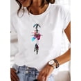 thumbnail image 1 of Short Sleeve Casual Ladies Fashion Female Graphic Tee Women Love Heart Watercolor Sweet Print Summer T Clothing T-shirts, 1 of 6