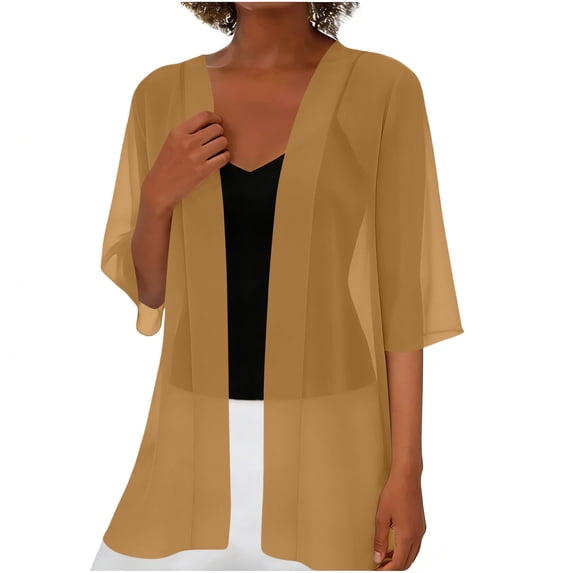 Short Sleeve Chiffon Cardigans for Women Lightweight Irregular Hem Open Front Cardigan Shrugs Mesh Beach Cover Ups