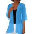 thumbnail image 1 of Short Sleeve Chiffon Cardigans for Women Lightweight Irregular Hem Open Front Cardigan Shrugs Mesh Beach Cover Ups, 1 of 7