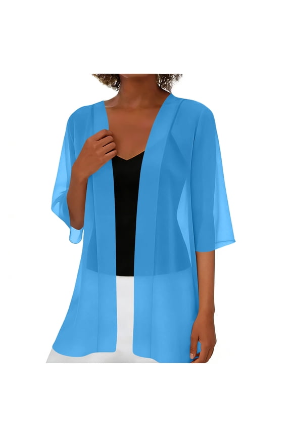 Short Sleeve Chiffon Cardigans for Women Lightweight Irregular Hem Open Front Cardigan Shrugs Mesh Beach Cover Ups