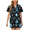 thumbnail image 1 of Short Sleeve Christmas Pajamas Set for Women Button Down Sleepwear Matching Shorts Graphic Cute Pjs 2 Piece Lounge Sets, 1 of 5