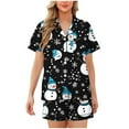 thumbnail image 1 of Short Sleeve Christmas Pajamas Set for Women Button Down Sleepwear Matching Shorts Graphic Cute Pjs 2 Piece Lounge Sets, 1 of 5