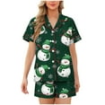 thumbnail image 1 of Short Sleeve Christmas Pajamas Set for Women Button Down Sleepwear Matching Shorts Graphic Cute Pjs 2 Piece Lounge Sets, 1 of 5