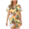 thumbnail image 1 of Short Sleeve Christmas Pajamas Set for Women Button Down Sleepwear Matching Shorts Graphic Cute Pjs 2 Piece Lounge Sets, 1 of 5