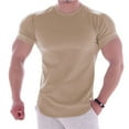 thumbnail image 1 of Short Sleeve Compression Shirt Men - Workout Quick Dry Base Layer Shirts Moisture Wicking Top for Gym Athletic Size 3XL Khaki, 1 of 4