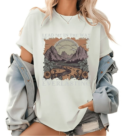 Short Sleeve Cotton 'Way Everlasting' Tee – Women’s Christian Psalm Compass Graphic Tops