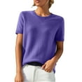 thumbnail image 1 of Short Sleeve Crew Neck Sweater Shirts for Women Knit Pullover Tops Casual Summer Blouses, Birthday Gifts for Women, 1 of 6