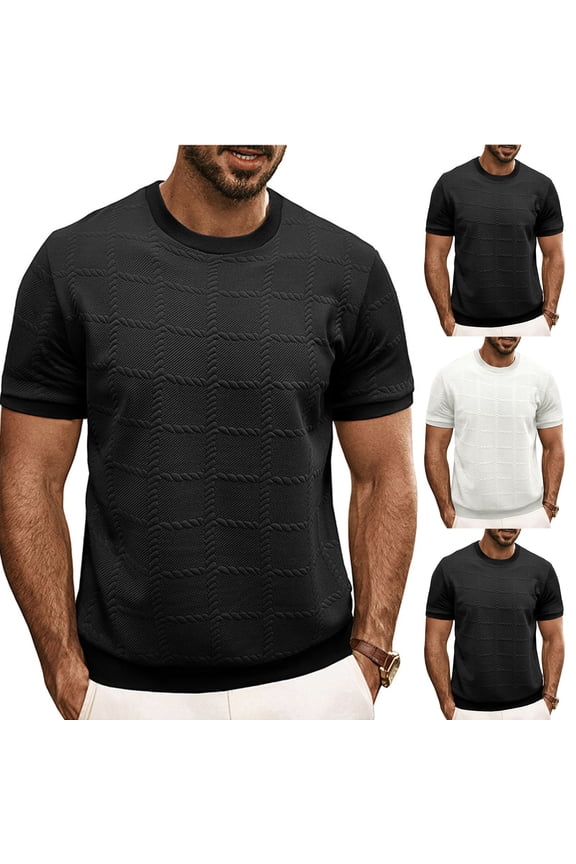 Short Sleeve Crew Neck T Shirts for Man True Classic Tees Men Mens T-Shirts Men's Casual And Fashionable Solid Color Short Sleeved Round Neck Pullover Black S