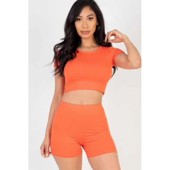 Short Sleeve Crop Top & Shorts Set