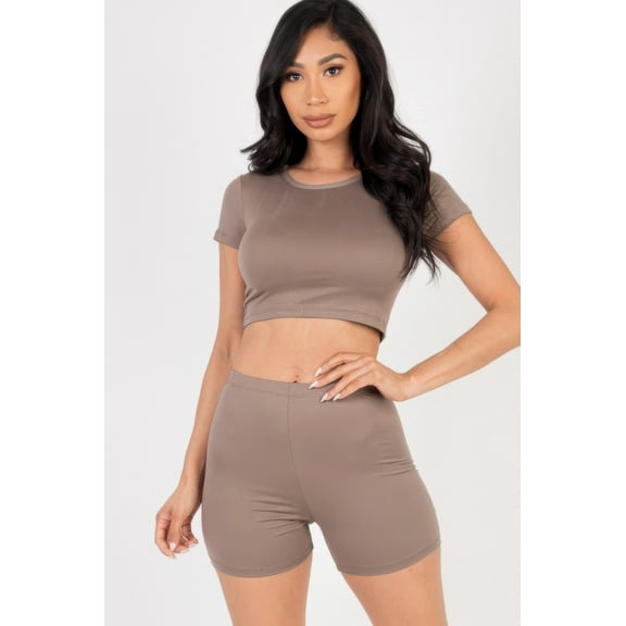Short Sleeve Crop Top & Shorts Set