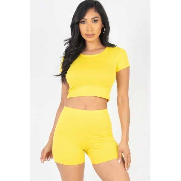 Short Sleeve Crop Top & Shorts Set