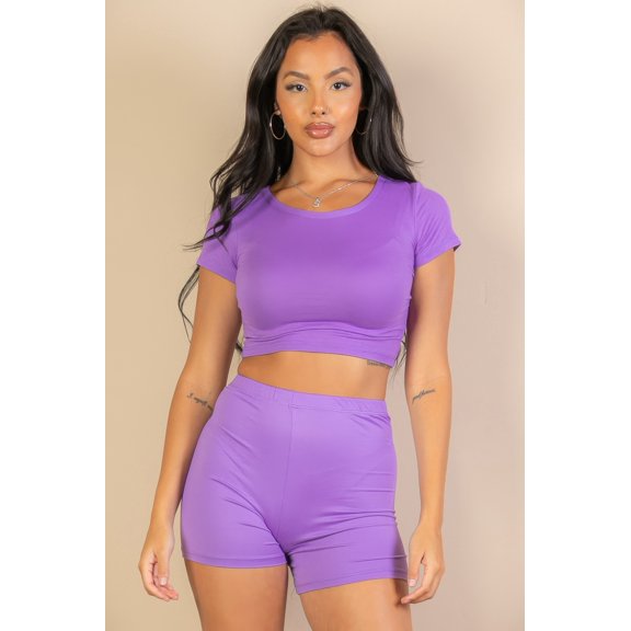 Short Sleeve Crop Top & Shorts Set