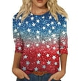 thumbnail image 1 of Short Sleeve Crop Tops For Women, Casual 3/4 Length 4Th Of July Collar Pullover Top Red White And Royal Blue T Shirt Womens Spring Tops Night Out Women Tops Blouses Casual (XXL, Royal Blue) ZMTing, 1 of 4