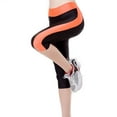 thumbnail image 1 of Short Sleeve Cropped Elastic Waist Activewear Yoga Pants, Women'S High Waist Tummy Control Yoga Workout Capris Leggings Side Pockets Orange, 1 of 4