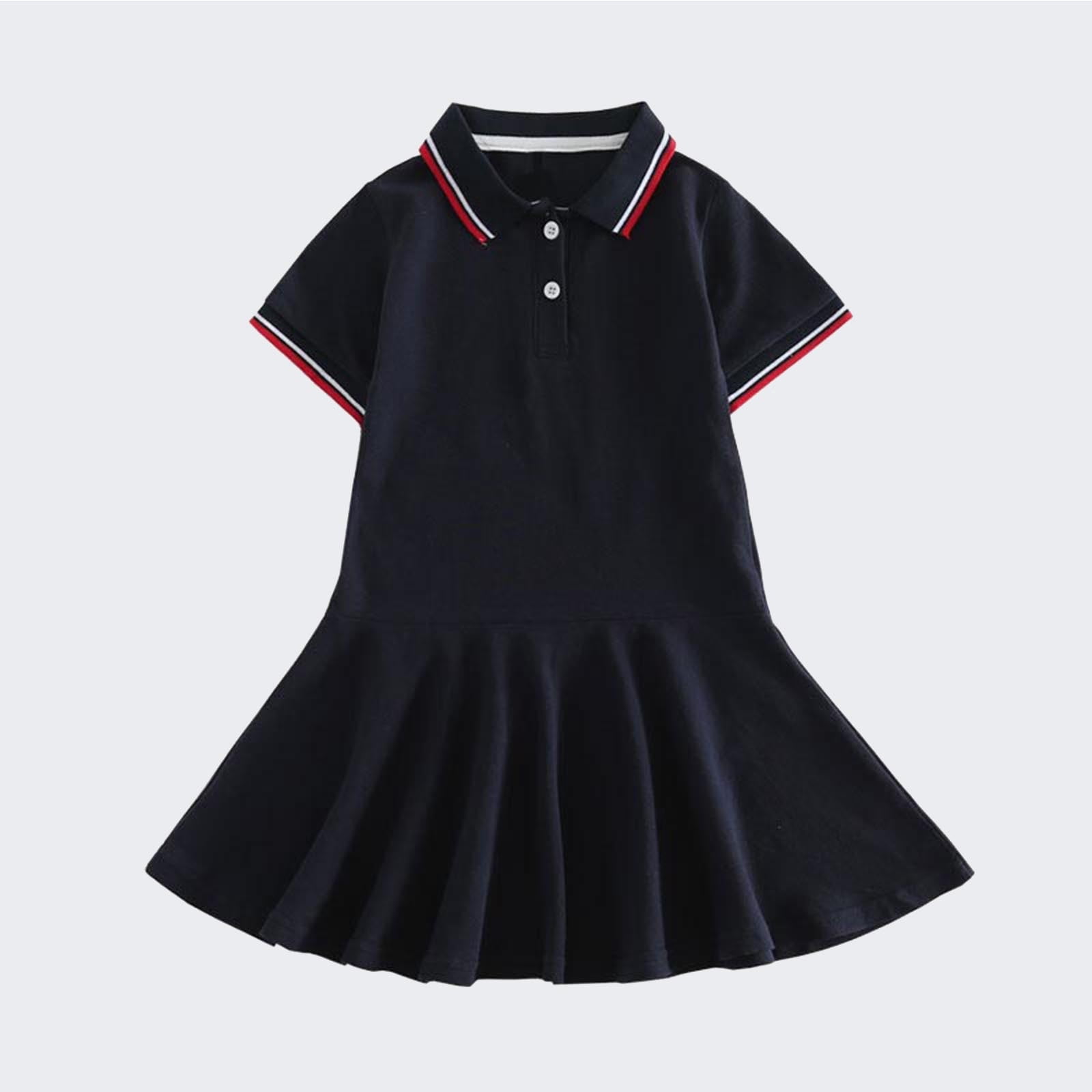 Short Sleeve Dresses for Girls Size 2-16 Button Collared Teens Toddlers Casual Solid Pullover Athletic Tennis Mini Dress 2025