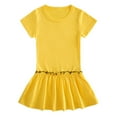 thumbnail image 1 of Short Sleeve Dresses for Toddlers Girls Size 1-10 Kids Casual Solid Color Crewneck Pleated Tennis Baseball Mini Dress, 1 of 2