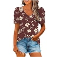 thumbnail image 1 of Short Sleeve Dressy Tops for Women Flower Print Blouse Lightweight Summer Shirt Fashion T Shirt Women Sale Tunic, 1 of 5