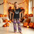 thumbnail image 1 of Short Sleeve Family Matching Pajamas Halloween Scary Face Top Vintage Halloween Symbol Pattern Long Pants, 1 of 6