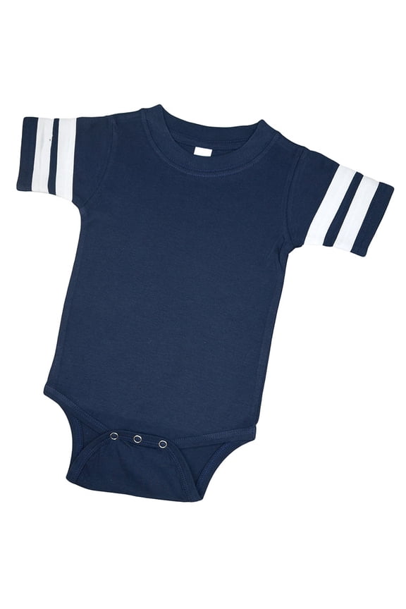 Short Sleeve Football Bodysuit-Navy-6-12m