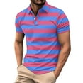 thumbnail image 1 of Short Sleeve Golf Shirts for Men Pullover Button Collared T-Shirts Mens Casual Stripe Printed Breathable Basic Lapel Athletic Workout Tees Tops, 1 of 4